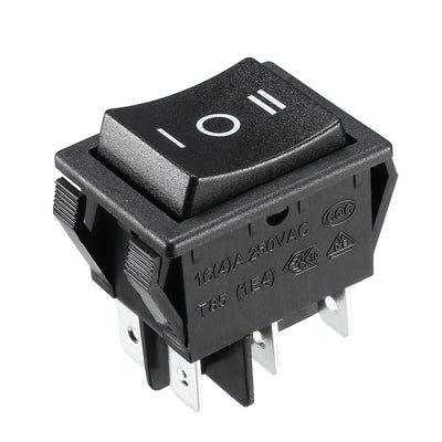 uxcell Uxcell AC 16A/125V 16A/250V DPDT 6 Terminal 3 Position Boat Rocker Switch Black