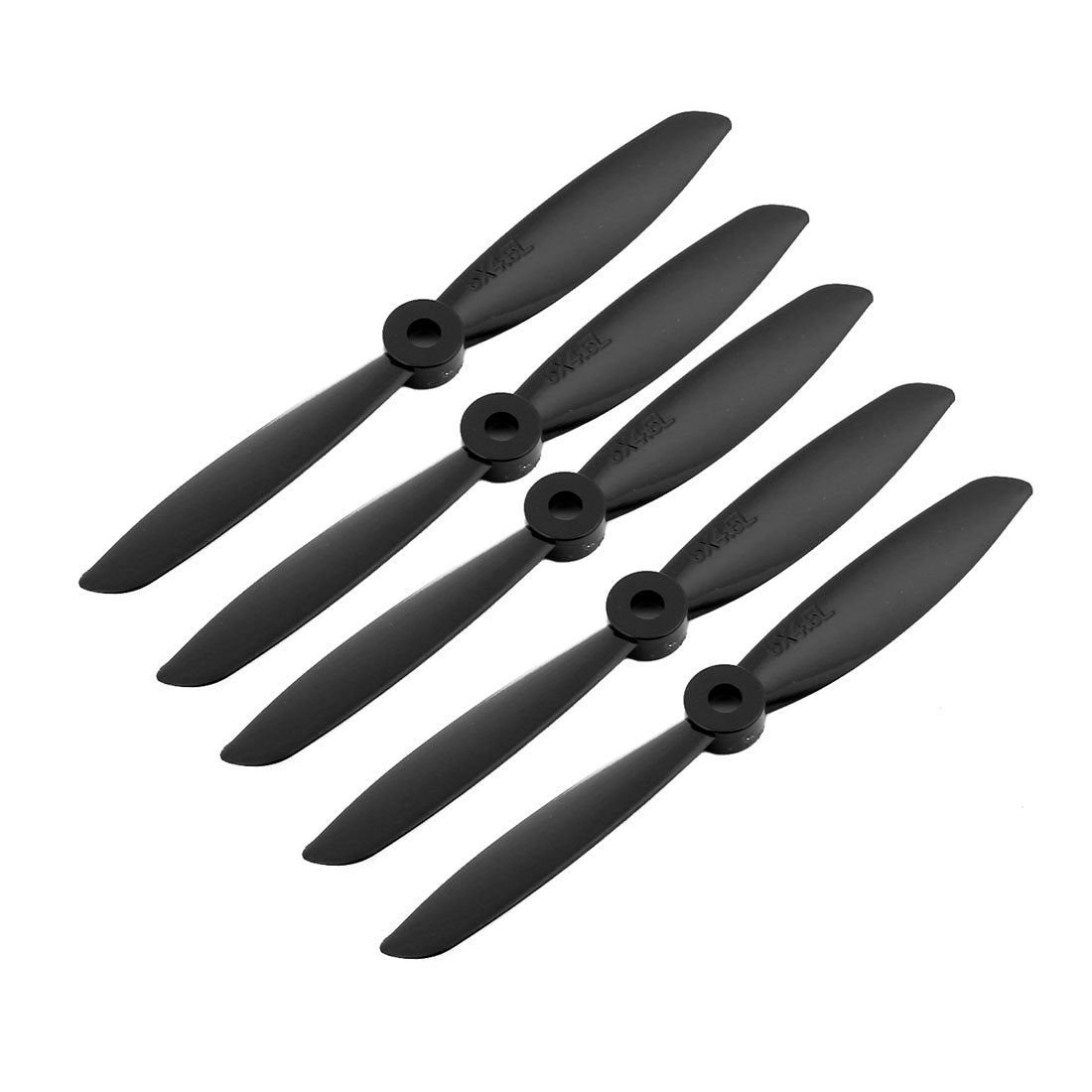 uxcell Uxcell 5 Pcs 5 x 4.5 Inches 2-Vanes CCW RC Aircraft Propeller Black w Hole Adapter