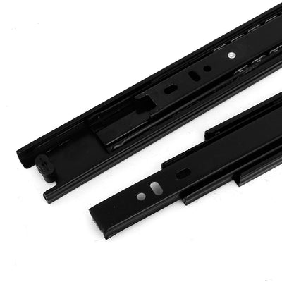 Harfington Uxcell 12'' Length 35mm Width 3-Section Ball Bearing Drawer Slides Rail Black 2pcs