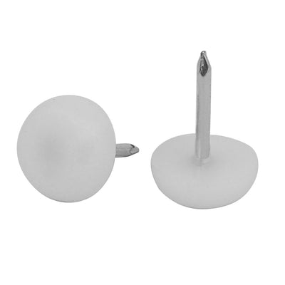 Harfington Uxcell 12mm Dia Round Head Plastic Nonslip Furniture Foot Glide Nails White 30pcs