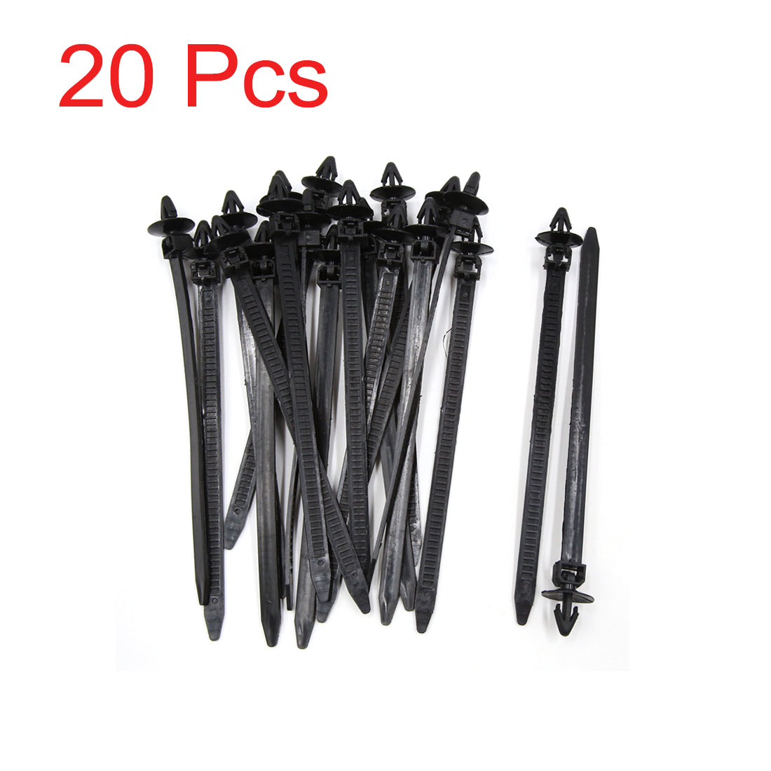 uxcell Uxcell 20Pcs 8mm x 175mm Adjustable Plastic Push Mount Loop Cable Ties Zip Wire Fastener Black