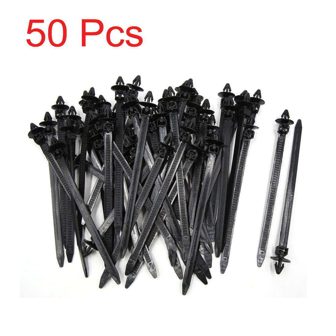 uxcell Uxcell 50Pcs 8mm x 175mm Adjustable Plastic Push Mount Loop Cable Ties Zip Wire Fastener Black