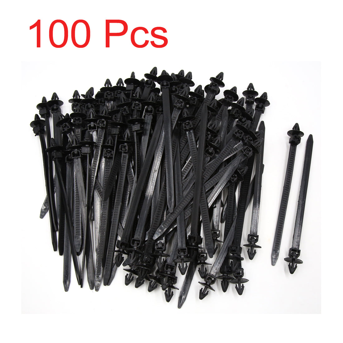 uxcell Uxcell 100Pcs 8mm x 175mm Adjustable Plastic Push Mount Loop Cable Ties Zip Wire Fastener Black