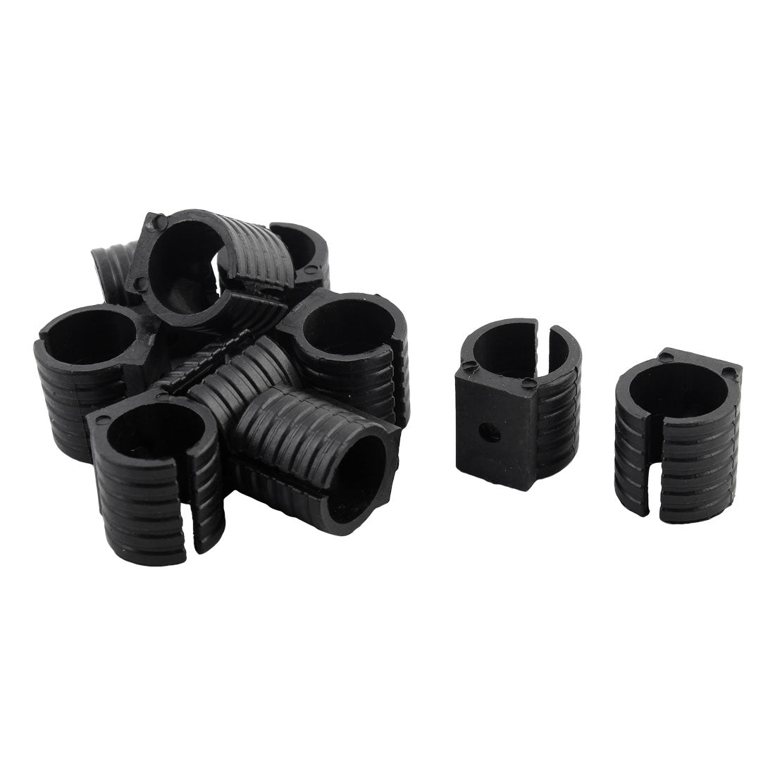 uxcell Uxcell Plastic U-Shaped Chair Pipe Foot Clamp Pads Floor Glides Caps Black 19mm Fit Dia 10pcs