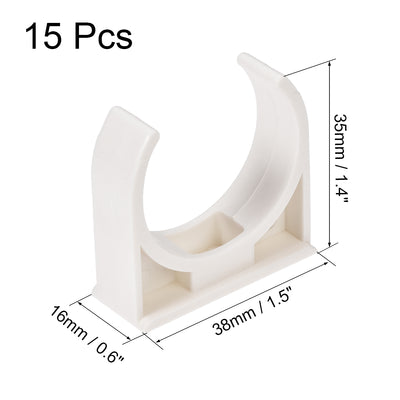 Harfington Uxcell Home PVC U Shaped Water Supply Pipe Holder Clamps Clips White 32 mm Dia 15 Pcs