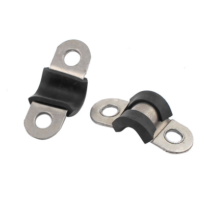 Harfington Uxcell 10Pcs 6mm Dia Rubber Lined U Shaped Stainless Steel Pipe Clips Hose Tube Clamp
