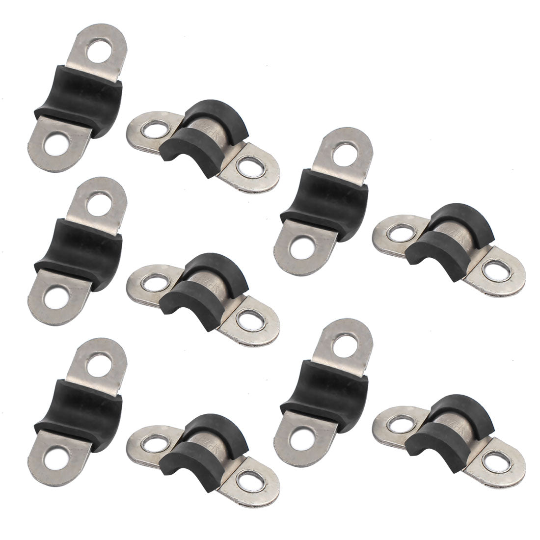 uxcell Uxcell 10Pcs 6mm Dia Rubber Lined U Shaped Stainless Steel Pipe Clips Hose Tube Clamp