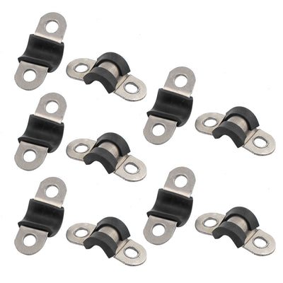 Harfington Uxcell 10Pcs 6mm Dia Rubber Lined U Shaped Stainless Steel Pipe Clips Hose Tube Clamp