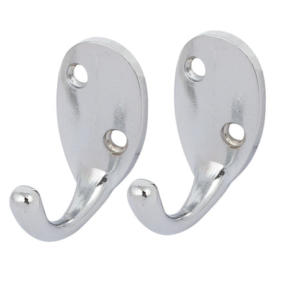 uxcell Uxcell Fitting Room Bedroom Metal Wall Mounted Single Hook Hanger Silver Tone 2pcs