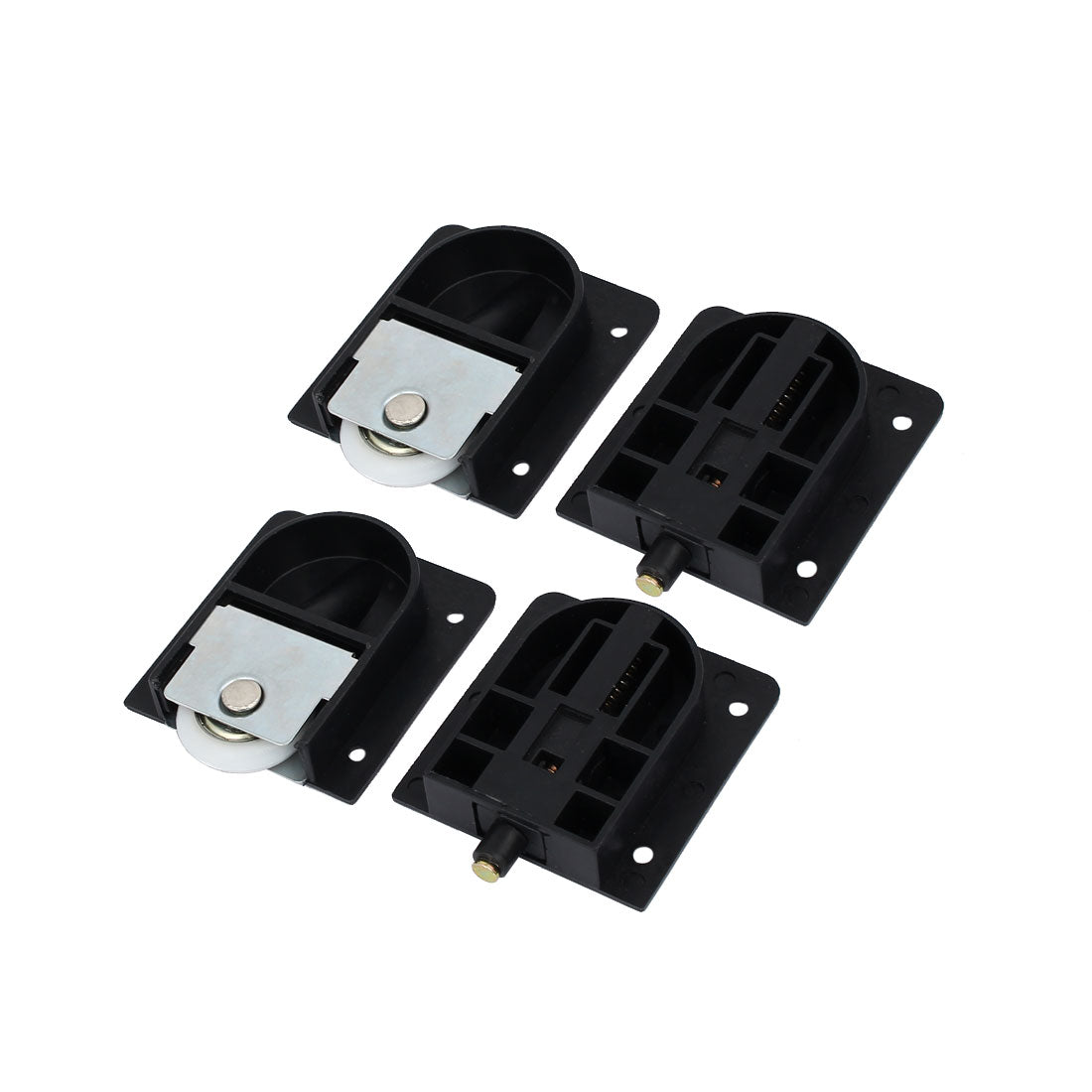 uxcell Uxcell Chest Wardrobe Rectangle Plate Component Sliding Roller Black 4 Sets