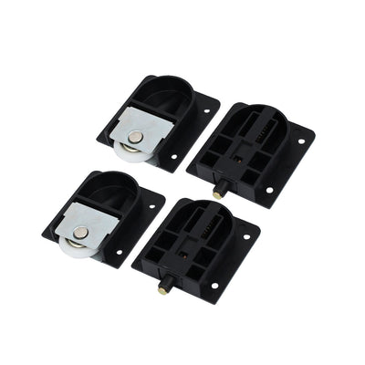 Harfington Uxcell Chest Wardrobe Rectangle Plate Component Sliding Roller Black 4 Sets