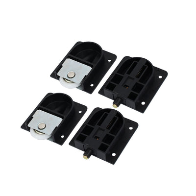 Harfington Uxcell Chest Wardrobe Rectangle Plate Component Sliding Roller Black 8 Sets