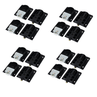 Harfington Uxcell Chest Wardrobe Rectangle Plate Component Sliding Roller Black 8 Sets