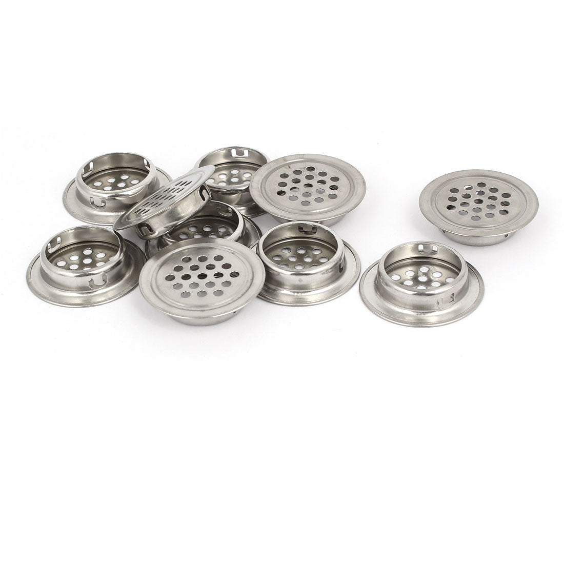uxcell Uxcell 28.5mm Bottom Dia Stainless Steel Round Shaped Mesh Hole Air Vent Louver 10pcs