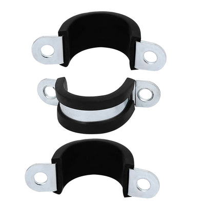 Harfington Uxcell M25 EPDM Rubber Lined U Shaped Pipe Tube Strap Clamps Clips Fasteners 3pcs