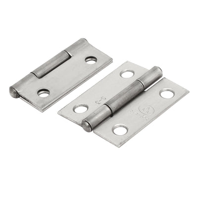 Harfington Uxcell 1.5-inch Long 304 Stainless Steel 4 Mount Holes Door  Hinges Silver Tone 2pcs