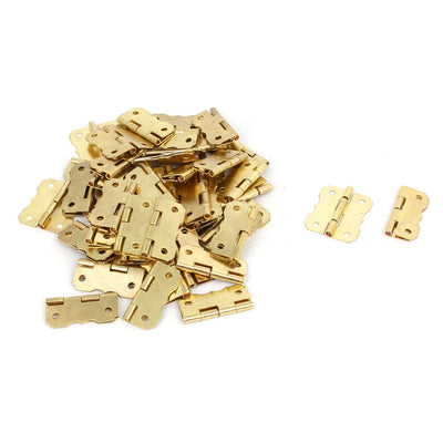 uxcell Uxcell Cosmetic Box Wooden Case Metal Hinges Gold Tone 30mm Length 50pcs