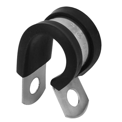 Harfington Uxcell 14mm Dia EPDM Rubber Lined P Clips Cable Hose Pipe Clamps Holder 2pcs