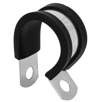Harfington Uxcell 20mm Dia EPDM Rubber Lined P Clips Cable Hose Pipe Clamps Holder 2pcs