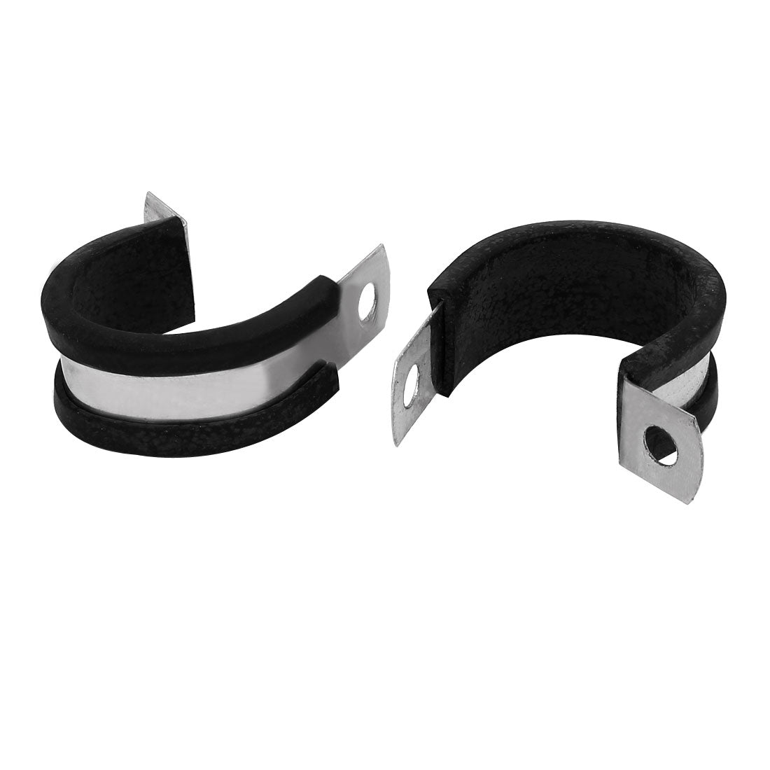 uxcell Uxcell 25mm Dia EPDM Rubber Lined P Clips Cable Hose Pipe Clamps Holder 2pcs