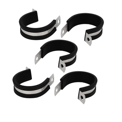 Harfington Uxcell 34mm Dia EPDM Rubber Lined P Clips Cable Hose Pipe Clamps Holder 5pcs
