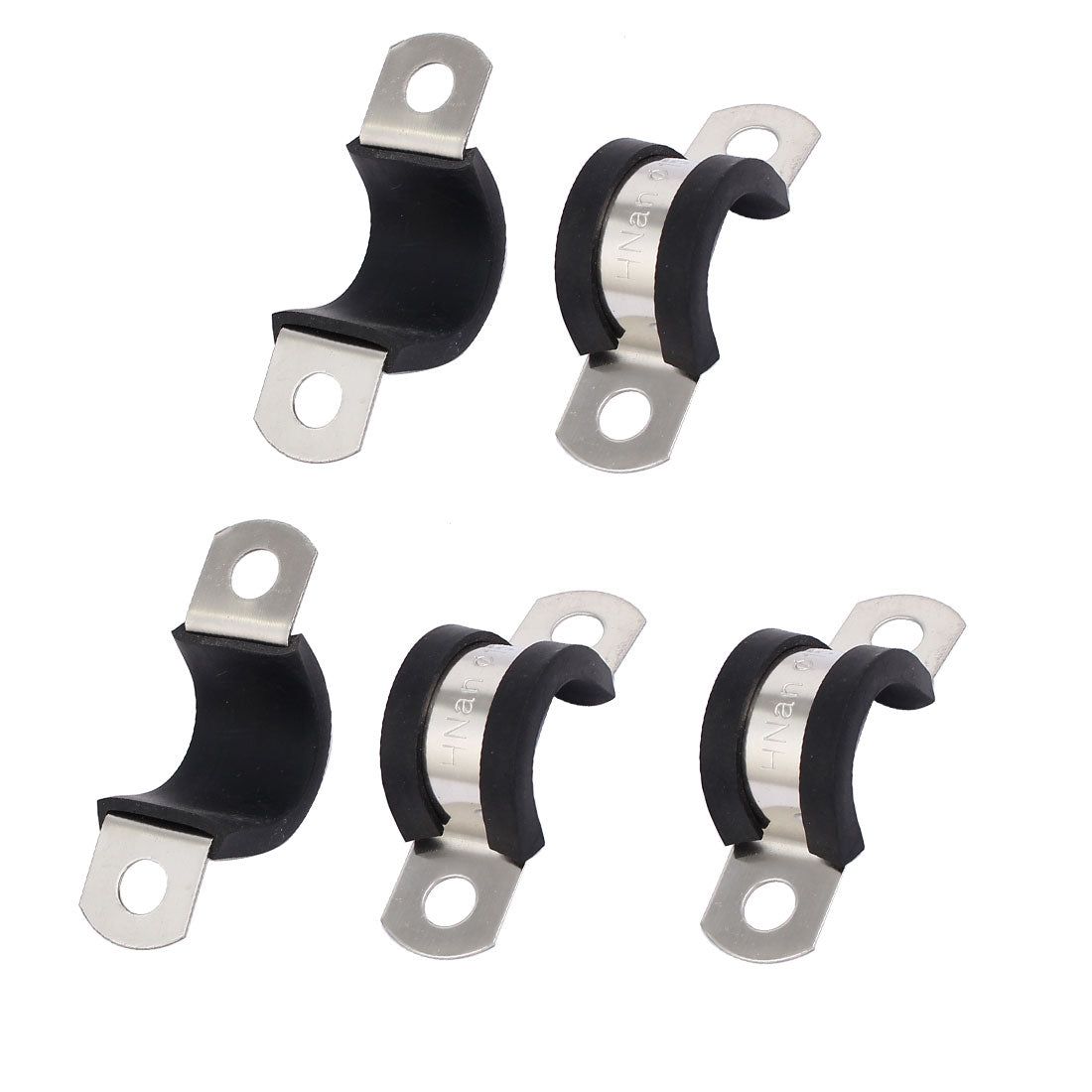 uxcell Uxcell 15mm Dia EPDM Rubber Lined U Shaped Pipe Tube Wire Clamps Clips 5pcs