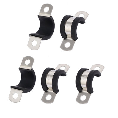 Harfington Uxcell 15mm Dia EPDM Rubber Lined U Shaped Pipe Tube Wire Clamps Clips 5pcs