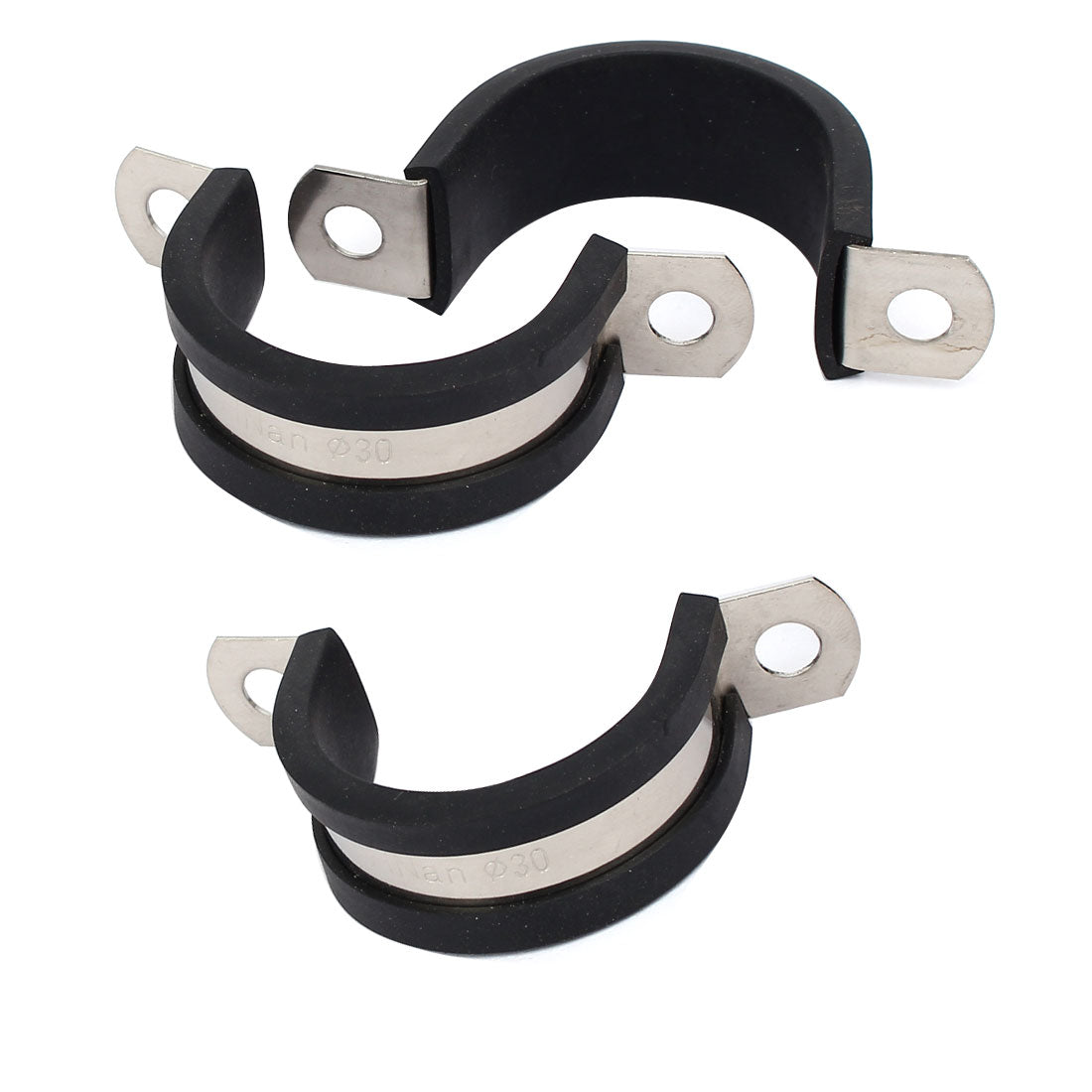 uxcell Uxcell 30mm Dia EPDM Rubber Lined U Shaped Pipe Tube Wire Clamps Clips 3pcs
