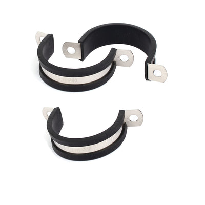 Harfington Uxcell 40mm Dia EPDM Rubber Lined U Shaped Pipe Tube Wire Clamps Clips 3pcs