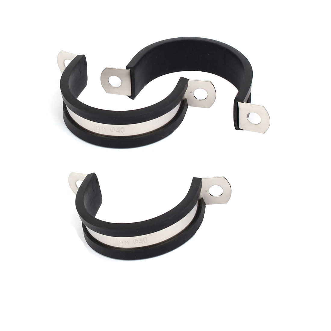 uxcell Uxcell 40mm Dia EPDM Rubber Lined U Shaped Pipe Tube Wire Clamps Clips 3pcs