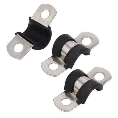 Harfington Uxcell 8mm Dia EPDM Rubber Lined U Shaped Pipe Tube Wire Clamps Clips 3pcs