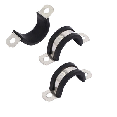 Harfington Uxcell 22mm Dia EPDM Rubber Lined U Shaped Pipe Tube Wire Clamps Clips 3pcs