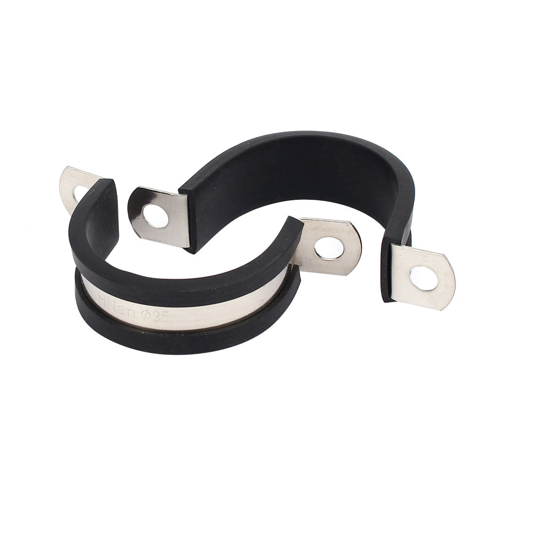 Uxcell 35mm Dia EPDM Rubber Lined U Shaped Pipe Tube Wire Clamps Clips ...