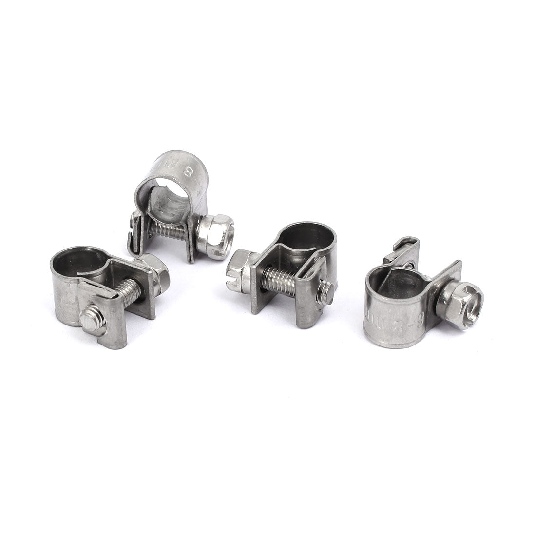 uxcell Uxcell 6mm-8mm 304 Stainless Steel Screw Mounted Adjustable Pipe Hose Clamps 4pcs