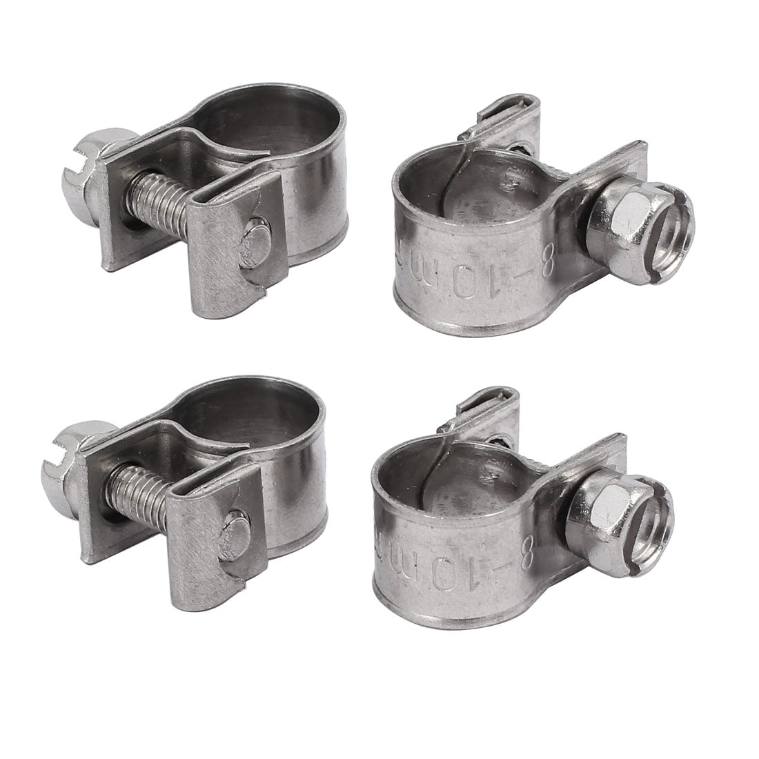 uxcell Uxcell 8mm-10mm 304 Stainless Steel Screw Mounted Adjustable Pipe Hose Clamps 4pcs
