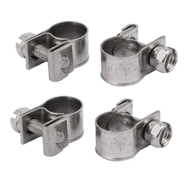 Harfington Uxcell 8mm-10mm 304 Stainless Steel Screw Mounted Adjustable Pipe Hose Clamps 4pcs