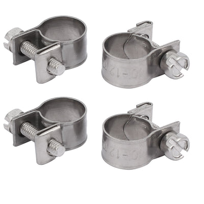 Harfington Uxcell 10mm-12mm 304 Stainless Steel Screw Mounted Adjustable Pipe Hose Clamps 4pcs