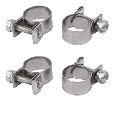 Harfington Uxcell 13mm-15mm 304 Stainless Steel Screw Mounted Adjustable Pipe Hose Clamps 4pcs