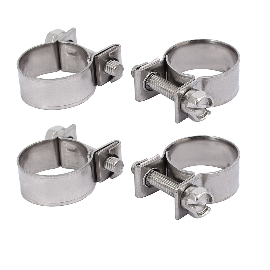 uxcell Uxcell 15mm-17mm 304 Stainless Steel Screw Mounted Adjustable Pipe Hose Clamps 4pcs