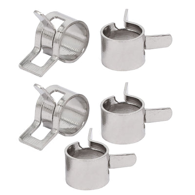Harfington Uxcell 7mm Inner Dia Nickel Plated Spring Clip Water Pipe Fuel Line Hose Clamps 5pcs