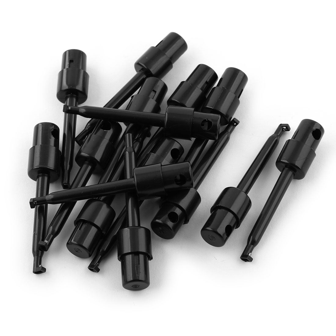 uxcell Uxcell Plastic Electronic Lead Testing Hooks Wire Probe Spring Clips Black 15 Pcs