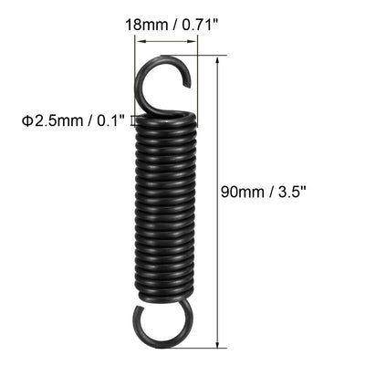 Harfington Uxcell 2.5mm Wire Diax18mm ODx115mm Free Length Spring Steel Tension Spring 2pcs