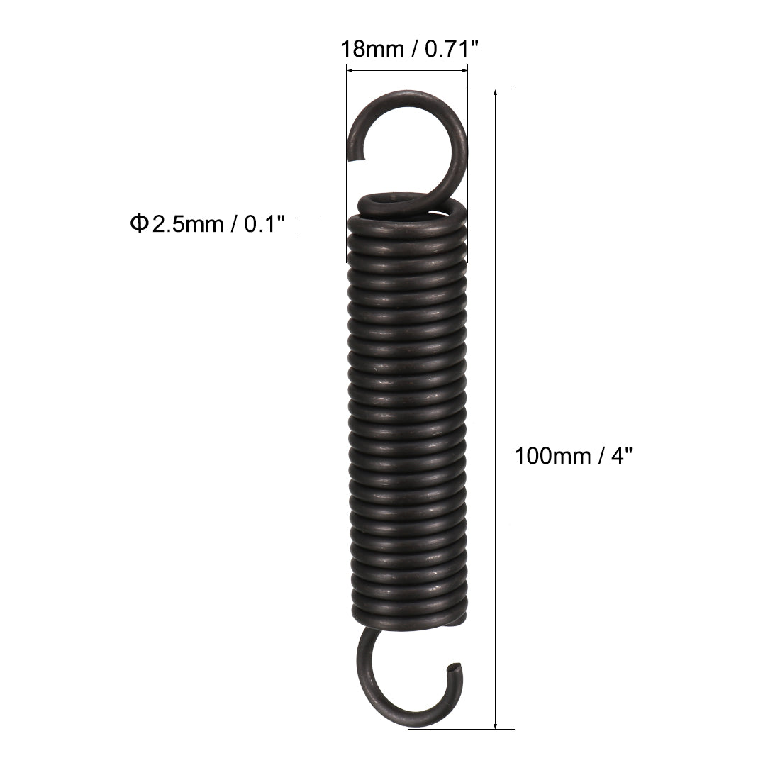 Uxcell Uxcell 2.5mm Wire Diax18mm ODx115mm Free Length Spring Steel Tension Spring
