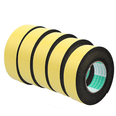 Harfington Uxcell 5 Pcs 4M 40mm x 3mm Single-side Adhesive Sound Insulation Sponge Foam Tape Yellow