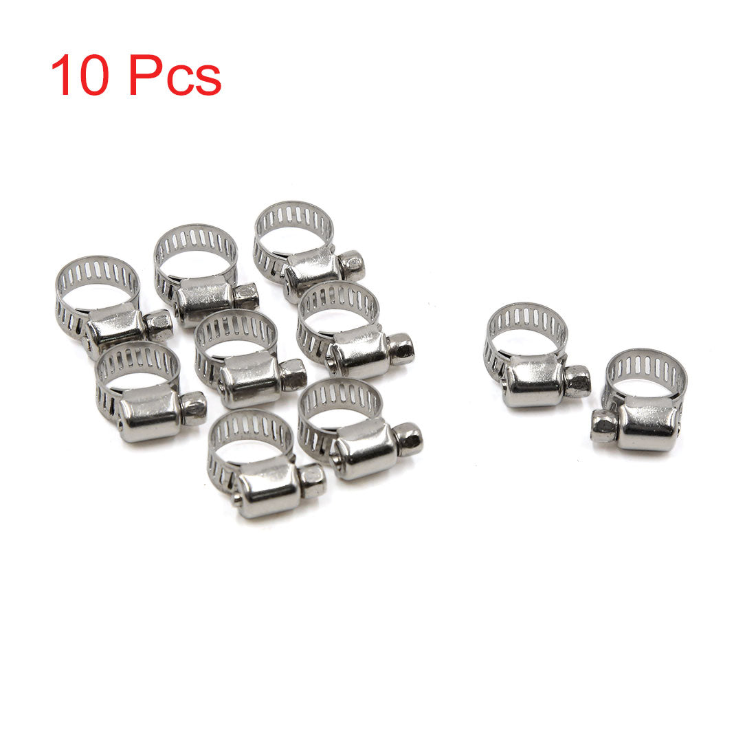 uxcell Uxcell 10 Pcs Stainless Steel Adjustable Hose Clamps Fuel Line  Clips 6-12mm for Car Auto
