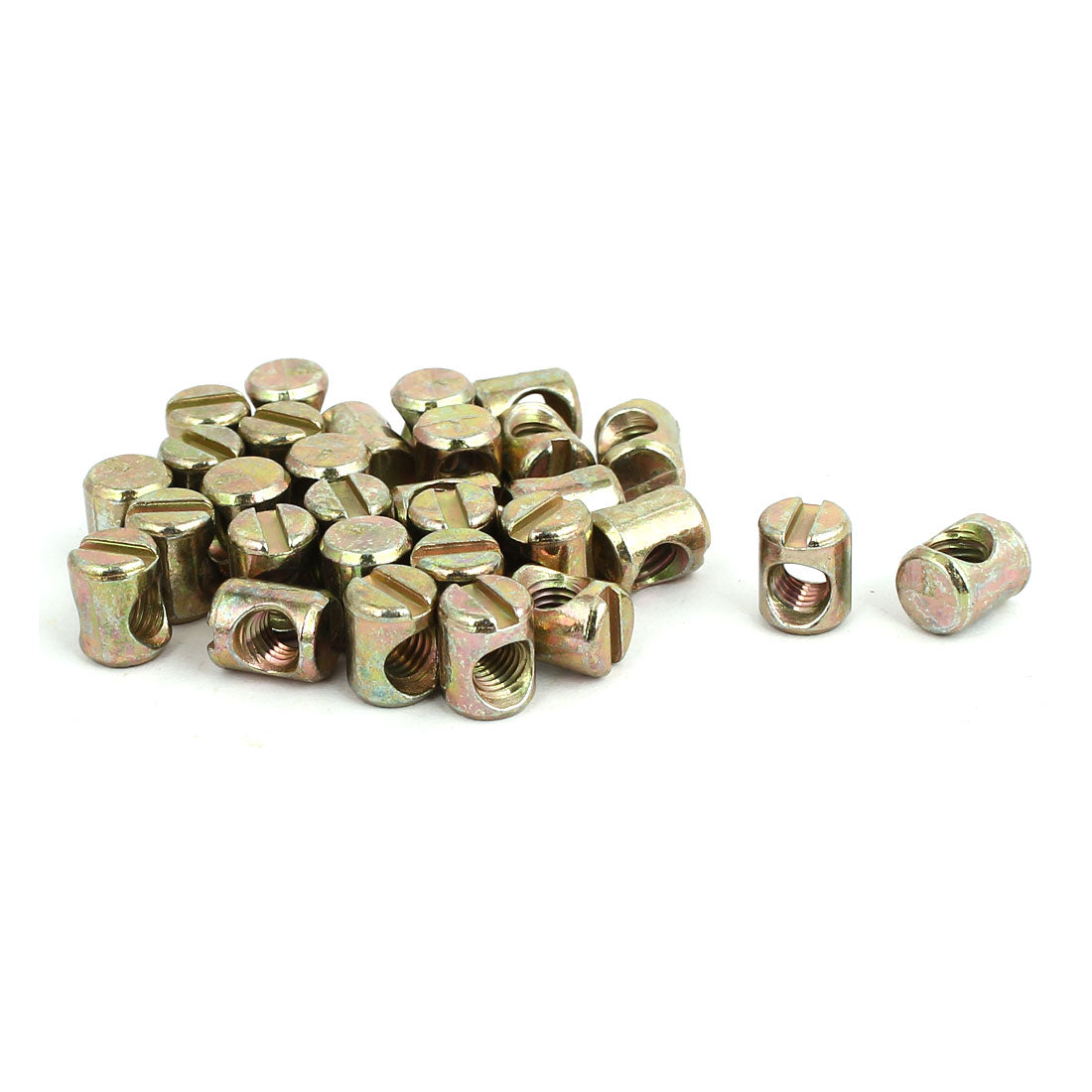 uxcell Uxcell M5x10mm Yellow Zinc Plated Dowel Slotted Barrel Nuts 30pcs