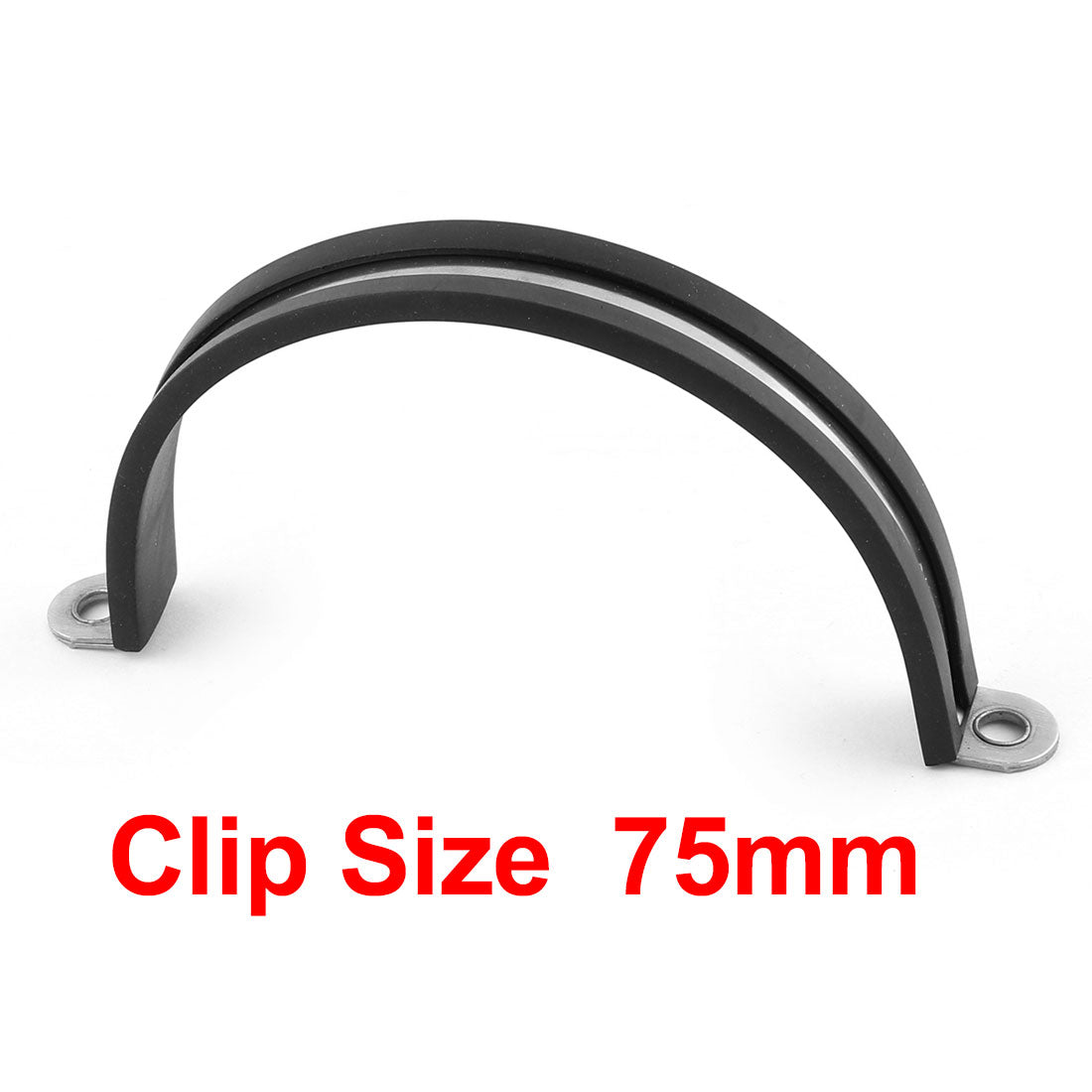 uxcell Uxcell 75mm Dia Rubber Lined U Shaped Wire Cable Hose Pipe Clamps Clips Balck 5 Pcs
