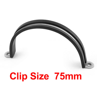 Harfington Uxcell 75mm Dia Rubber Lined U Shaped Wire Cable Hose Pipe Clamps Clips Balck 5 Pcs