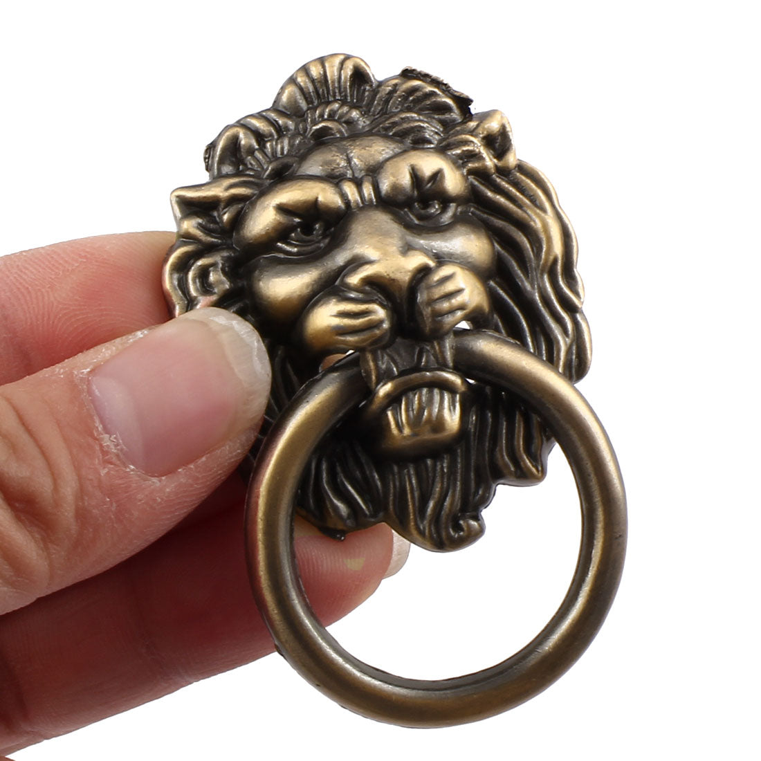 uxcell Uxcell Home Metal Lion Head Design Vintage Style Furniture Closet Pull Handle Bronze Tone