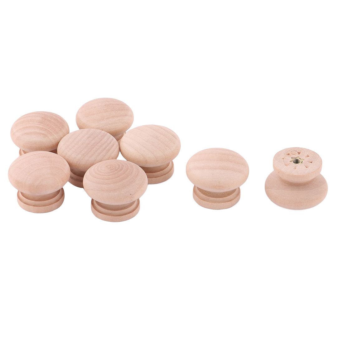 uxcell Uxcell Home Bedroom Wood Door Handle Knob Drawer Cabinet decoration Pull Grip Beige 8pcs